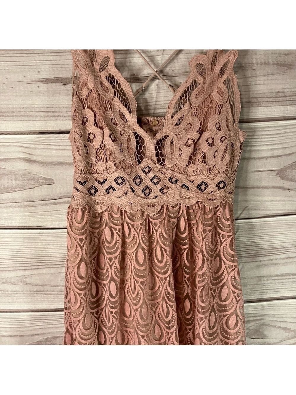 FREE People Adella Crochet Lace Slip Velvet Burnout Dress in Pink - Picture 5 of 12